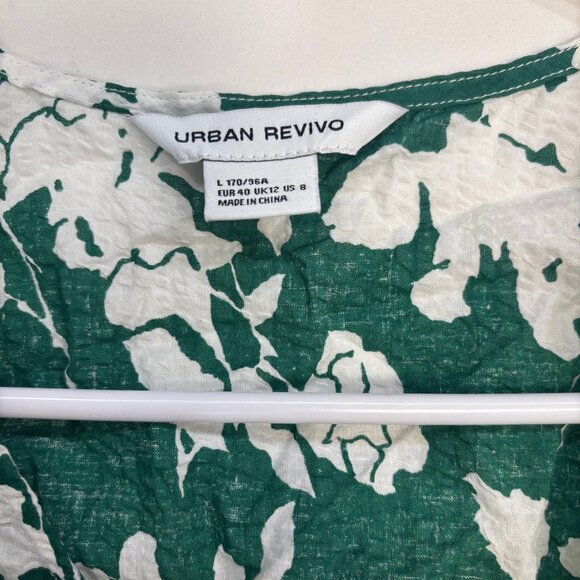 ASOS Urban Revivo Floral Print Midi Dress with Peplum Hem Green Size Large - Picture 3 of 3